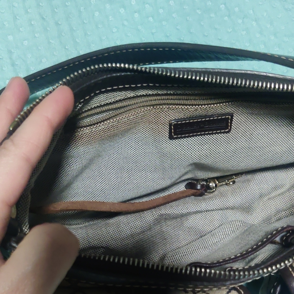 Dooney & Bourke Tan and Brown Monogram Shoulder Bag - Picture 2 of 8
